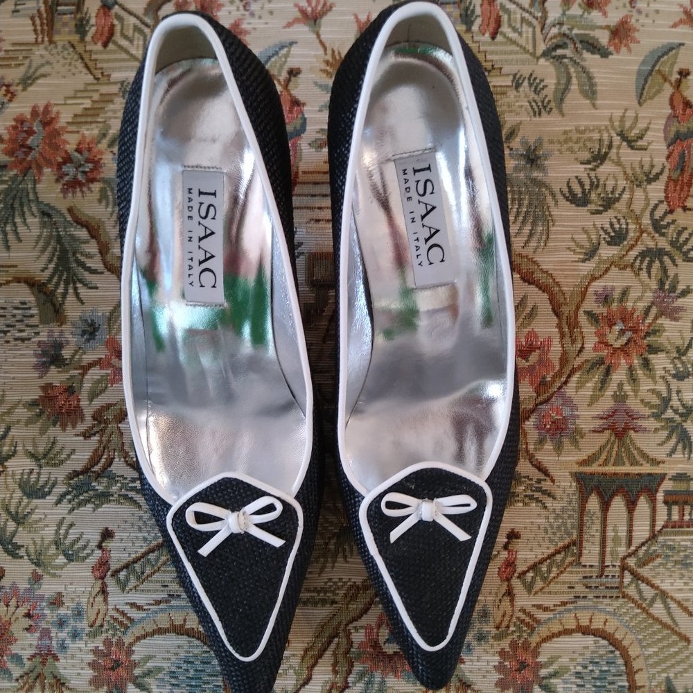 Black and White Made in Italy ISAAC Kitten Heels Size 6M